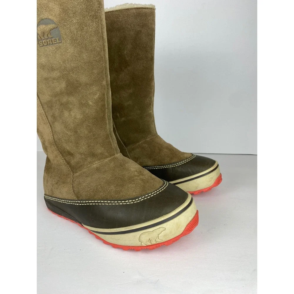 Sorel Brown Suede Winter Boots‎ Women 6.5 NL1609-269 Coral Sole Snow Boots